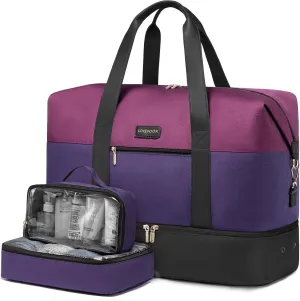 LOVEVOOK Weekender Bag, Large Travel Duffel Bag for Women with 2 Packing Cubes, Carry on Overnight Bag with Shoe Compartment, Mom Hospital Bags for Labor and Delivery