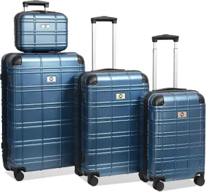 Luggage Set, 4pcs Luggage Sets, Hardside Expandable Suitcase with TSA Lock, Travel Luggage Set with Spinner Wheels, Lightweight Carry on Luggage, 12in/20in/24in/28in (Blue)