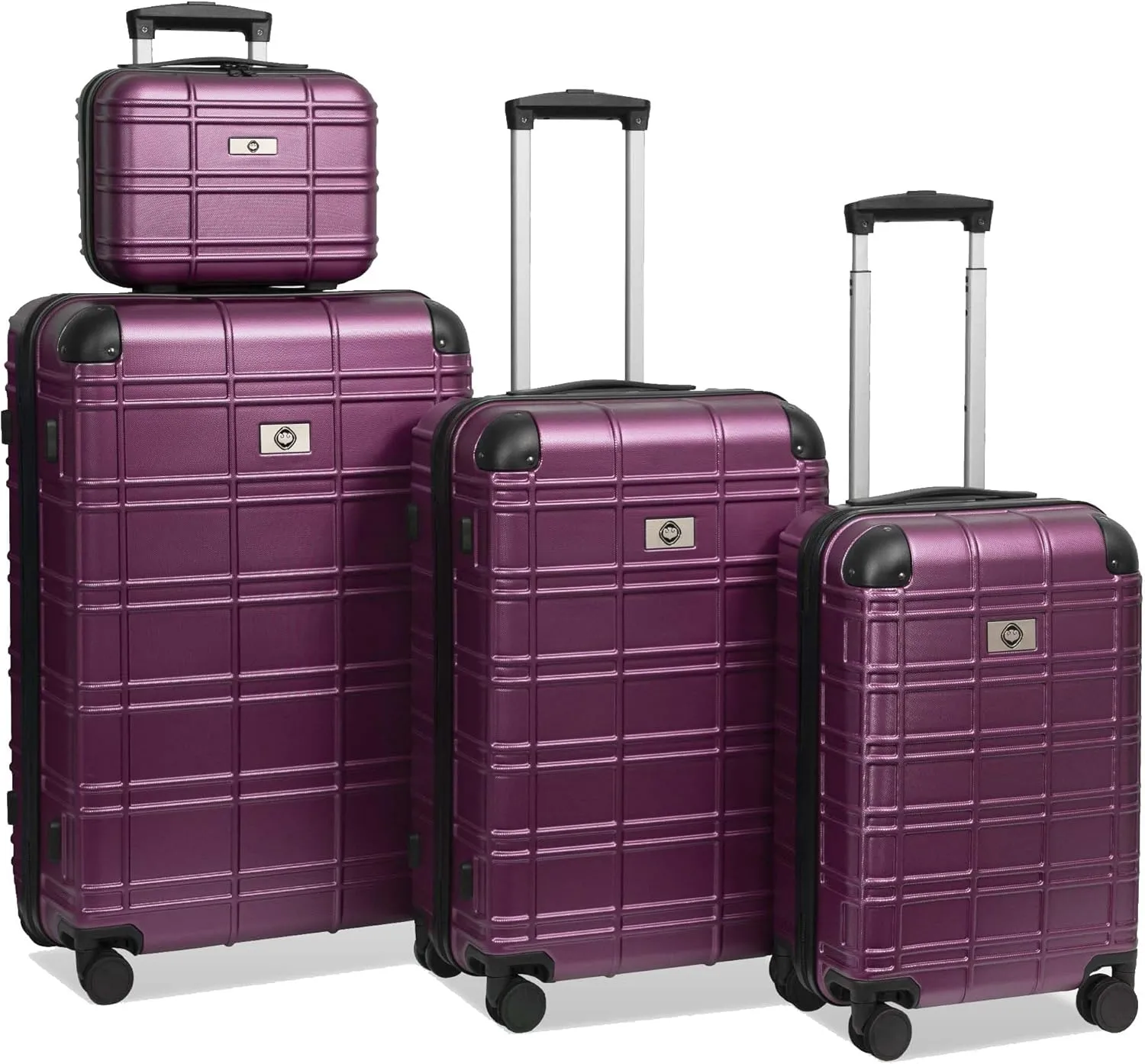 Luggage Set, 4pcs Luggage Sets, Hardside Expandable Suitcase with TSA Lock, Travel Luggage Set with Spinner Wheels, Lightweight Carry on Luggage, 12in/20in/24in/28in (Purple)