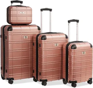 Luggage Set, 4pcs Luggage Sets, Hardside Expandable Suitcase with TSA Lock, Travel Luggage Set with Spinner Wheels, Lightweight Carry on Luggage, 12in/20in/24in/28in (Rose Gold)