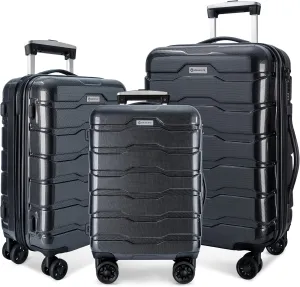 Luggage Sets 3 Pieces, Hardshell Expandable Suitcase With Tsa Lock And 360 Degree Spinner Wheels For Travel (20"/24"/28inch) Black