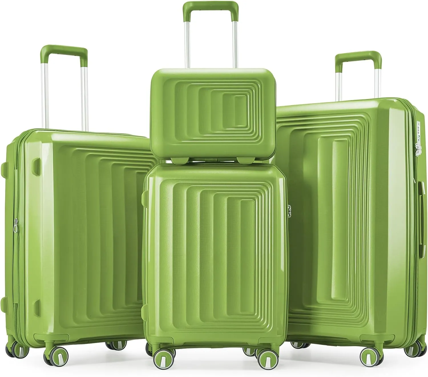 Luggage Sets 4 Piece, Expandable Carry On Luggage Set Hardshell PP,Checked Durable Lightweight with TSA Lock,Suitcase Set with Double Spinner Wheels (Fruit green)
