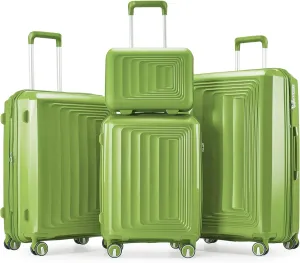 Luggage Sets 4 Piece, Expandable Carry On Luggage Set Hardshell PP,Checked Durable Lightweight with TSA Lock,Suitcase Set with Double Spinner Wheels (Fruit green)