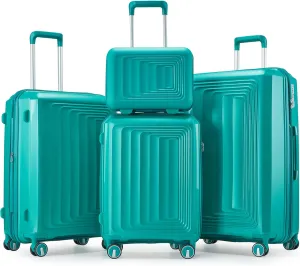 Luggage Sets 4 Piece, Expandable Carry On Luggage Set Hardshell PP,Checked Durable Lightweight with TSA Lock,Suitcase Set with Double Spinner Wheels (Sky blue)