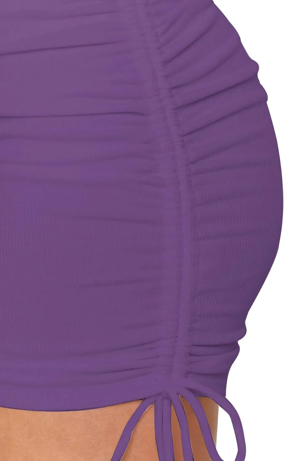 LYANER Women's Ribbed Side Drawstring Ruched Stretchy Mini Pencil Bodycon Short Skirt
