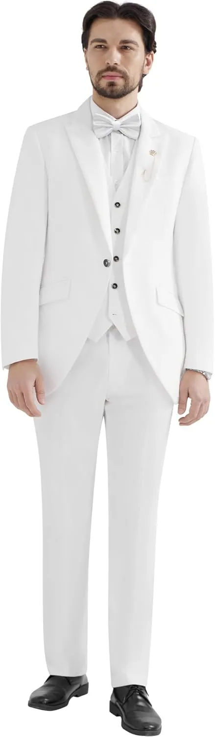 MAGE MALE Men's Suits Slim Fit Formal Tuxedo Wedding Prom Suit Party Dinner Blazer Vest Pants, High-Low Hem