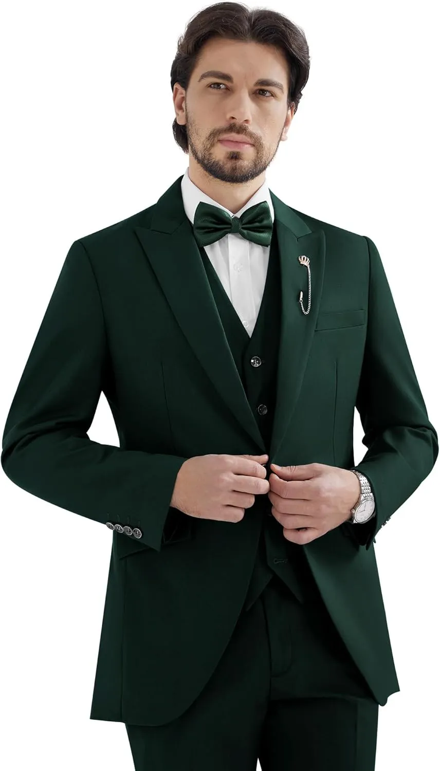 MAGE MALE Men's Suits Slim Fit Formal Tuxedo Wedding Prom Suit Party Dinner Blazer Vest Pants, High-Low Hem