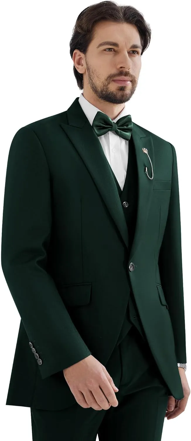 MAGE MALE Men's Suits Slim Fit Formal Tuxedo Wedding Prom Suit Party Dinner Blazer Vest Pants, High-Low Hem