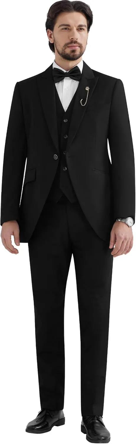MAGE MALE Men's Suits Slim Fit Formal Tuxedo Wedding Prom Suit Party Dinner Blazer Vest Pants, High-Low Hem