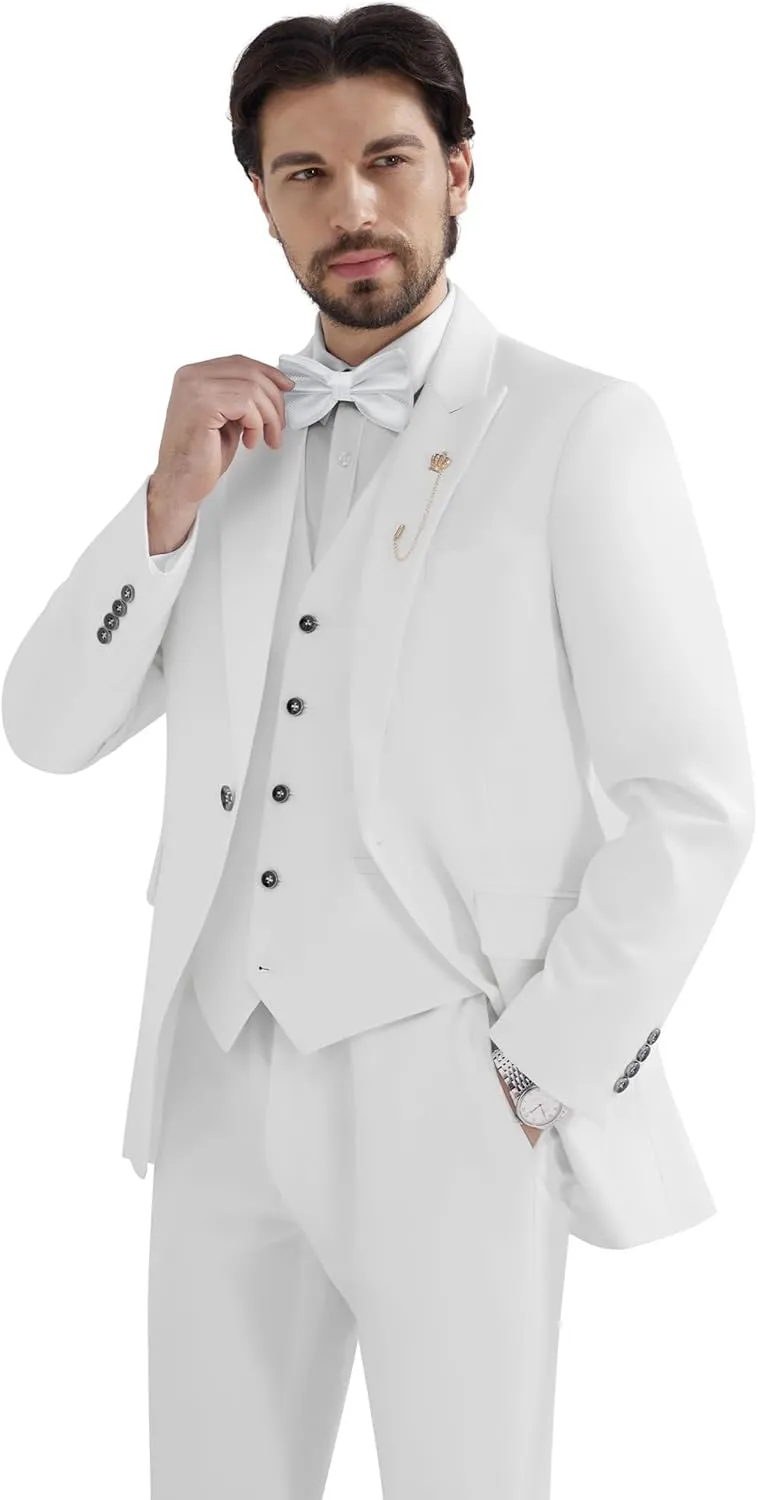 MAGE MALE Men's Suits Slim Fit Formal Tuxedo Wedding Prom Suit Party Dinner Blazer Vest Pants, High-Low Hem