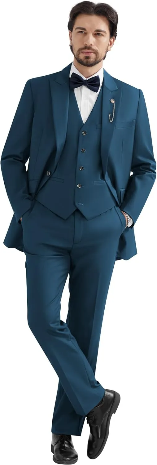 MAGE MALE Men's Suits Slim Fit Formal Tuxedo Wedding Prom Suit Party Dinner Blazer Vest Pants, High-Low Hem