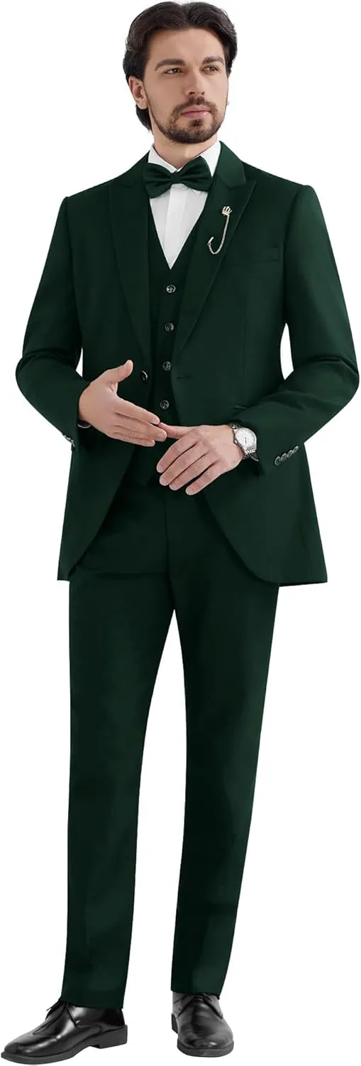 MAGE MALE Men's Suits Slim Fit Formal Tuxedo Wedding Prom Suit Party Dinner Blazer Vest Pants, High-Low Hem