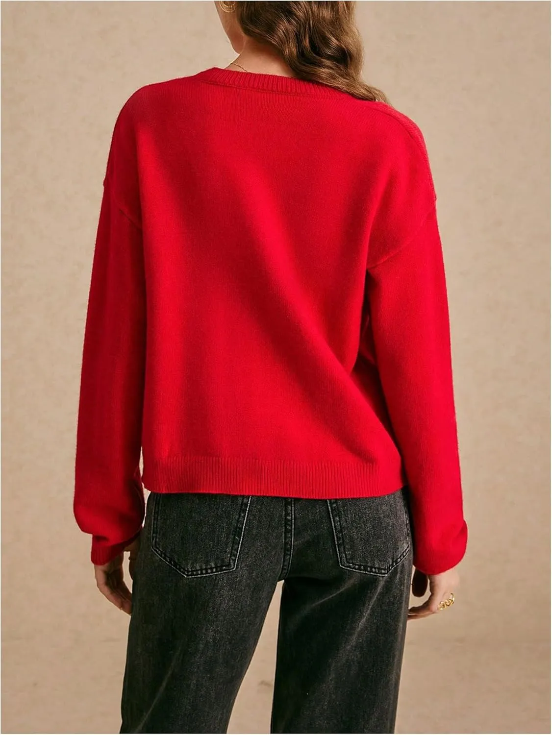 MakeMeChic Women's Button Down Cardigan Sweater V Neck Drop Shoulder Knitted Outerwear