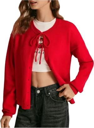 MakeMeChic Women's Button Down Cardigan Sweater V Neck Drop Shoulder Knitted Outerwear