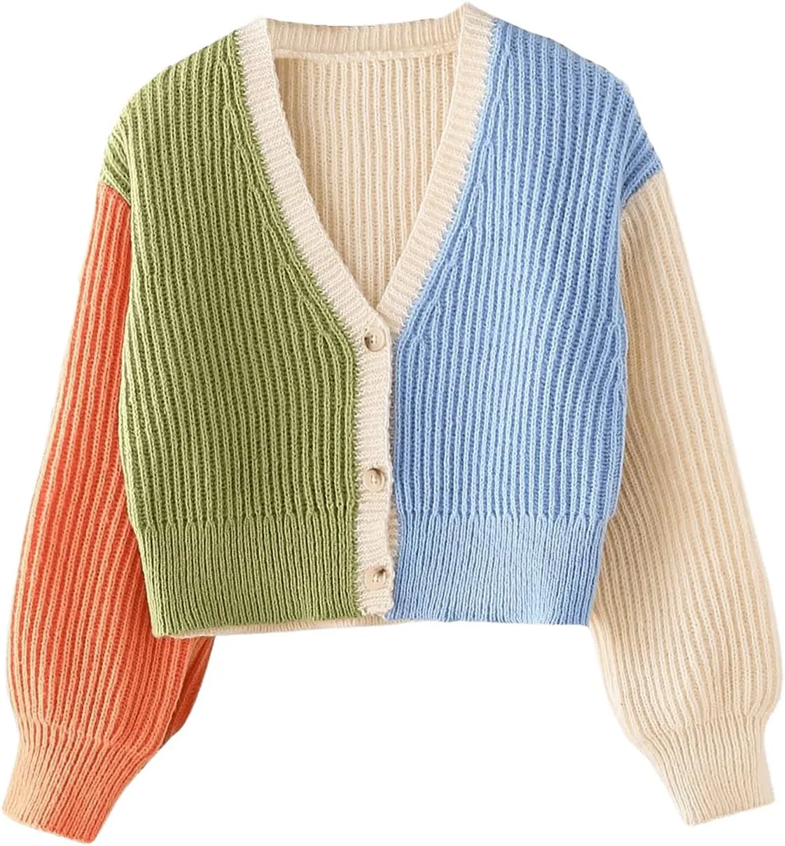 MakeMeChic Women's Casual Graphic Cardigan Long Sleeve V Neck Button Down Cardigan Sweater