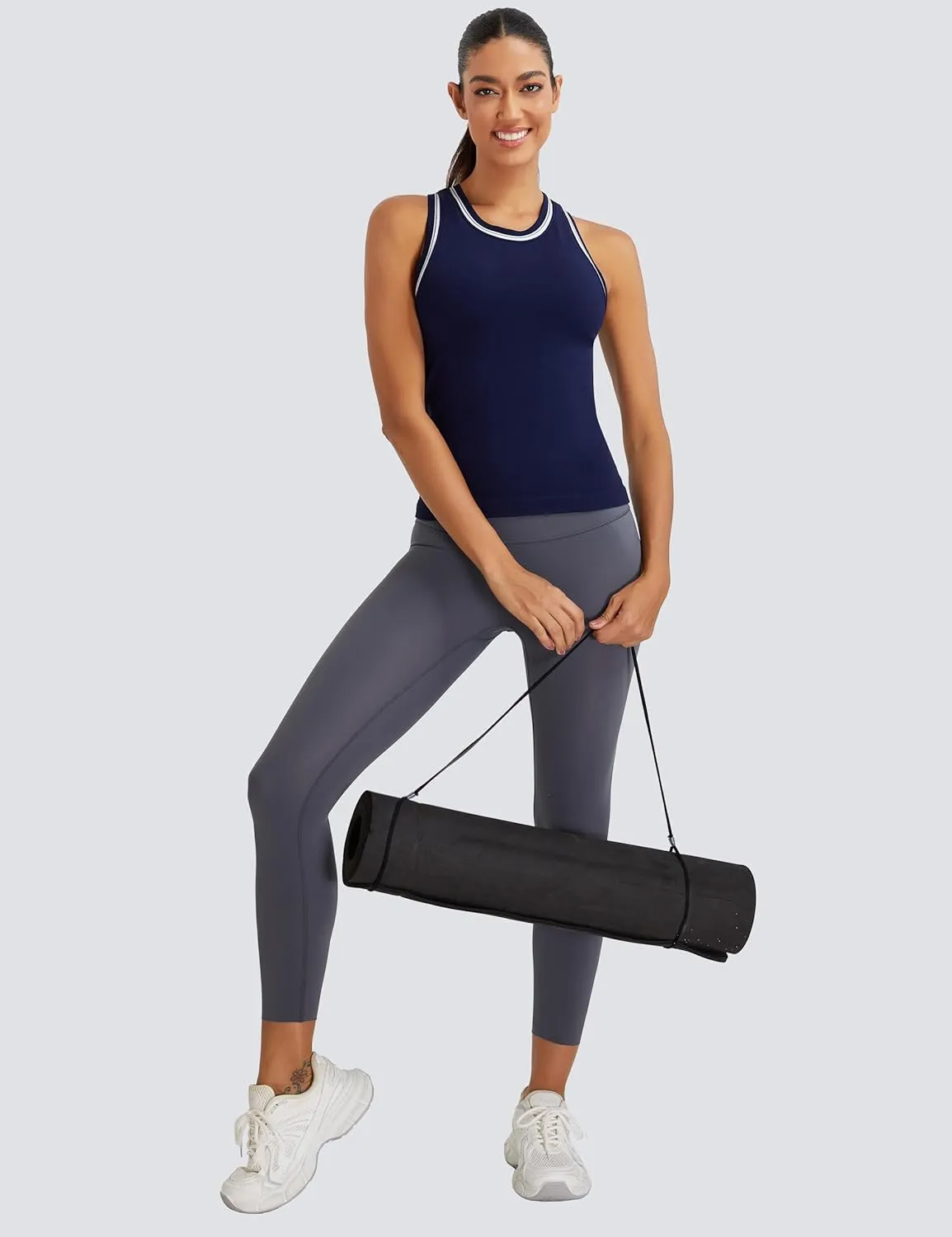 MathCat Workout Tank Tops for Women Racerback Basic Athletic Tanks Seamless Muscle Running Yoga Tops with Built in Bra
