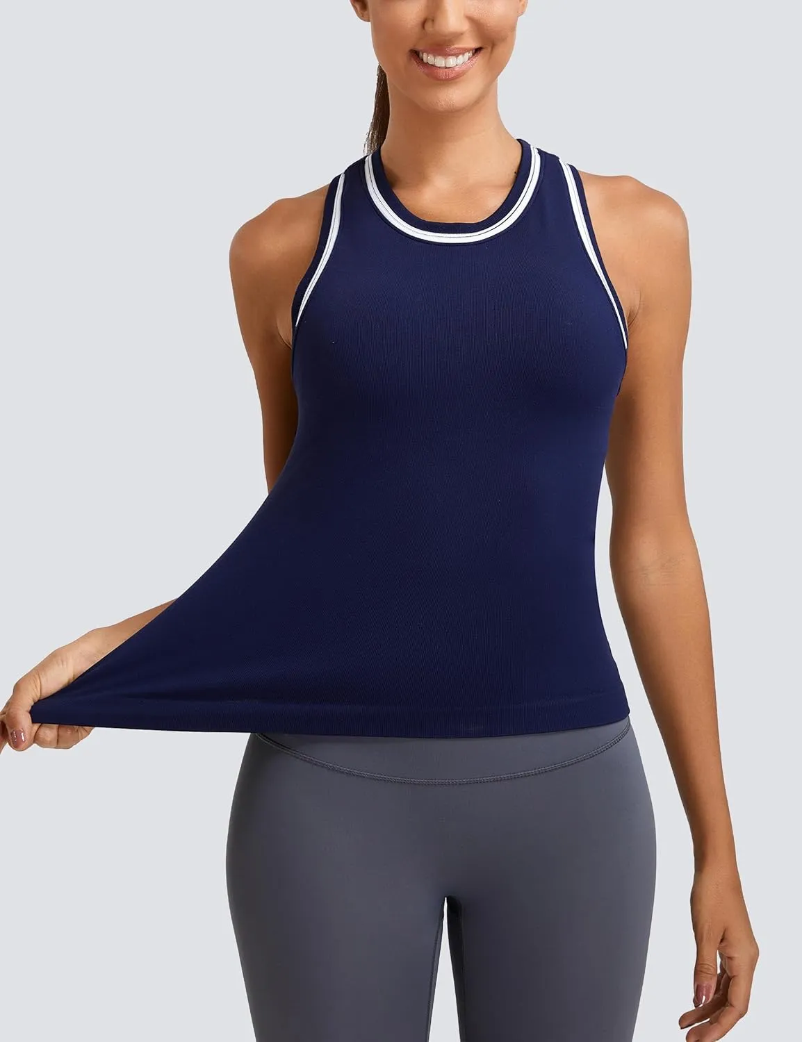MathCat Workout Tank Tops for Women Racerback Basic Athletic Tanks Seamless Muscle Running Yoga Tops with Built in Bra