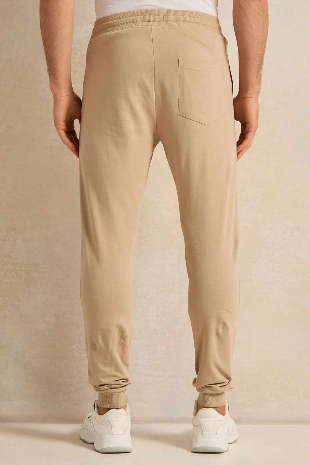 Men Beige Basic Track Pants
