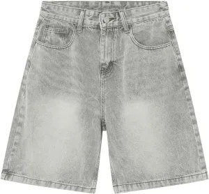 Men Loose Fit Denim Shorts Baggy Casual Summer Wide Leg Mid Jean Jorts Hip Hop Shorts Streetwear with Pockets