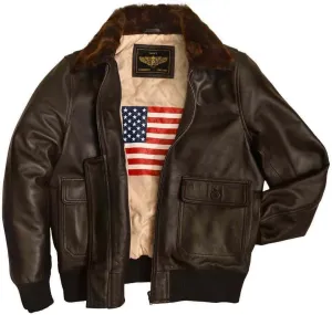 Men Navy G-1 Leather Flight Bomber Jacket (as1, alpha, l, regular, regular, Brown)