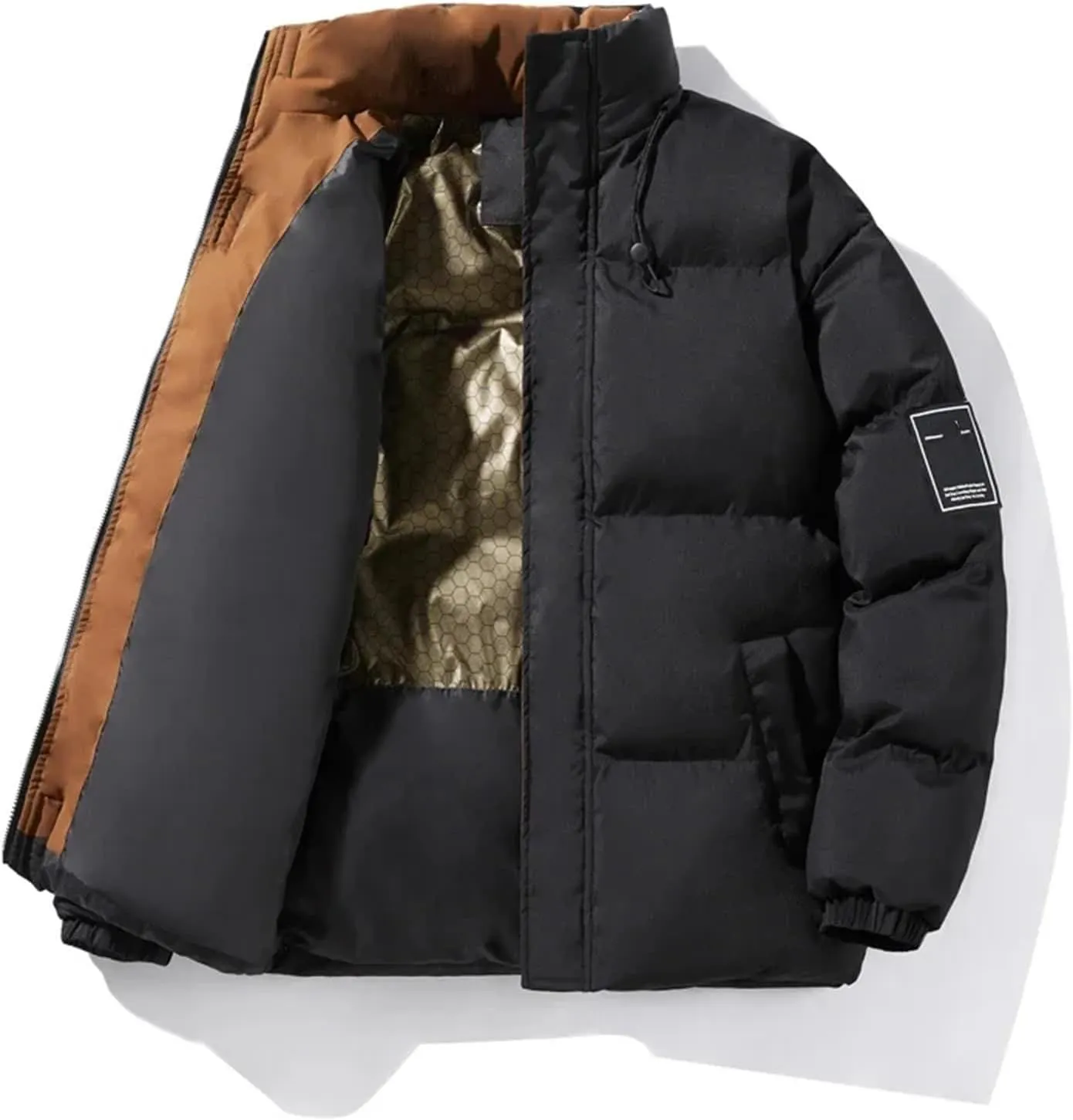 Men Parka Down Coat Mens High Street Stand Collar Cotton-Padded Jacket
