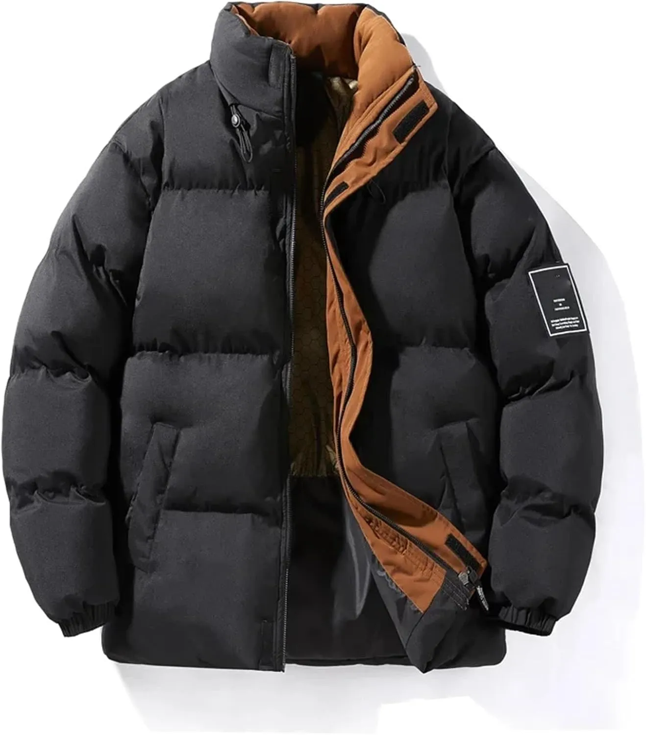 Men Parka Down Coat Mens High Street Stand Collar Cotton-Padded Jacket