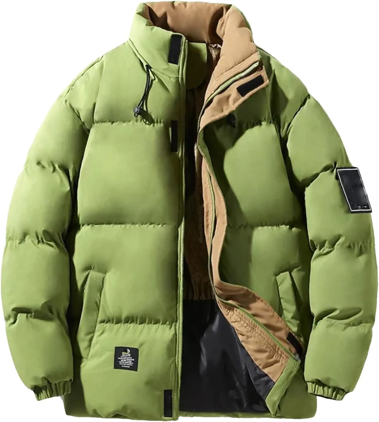 Men Parka Down Coat Mens High Street Stand Collar Cotton-Padded Jacket