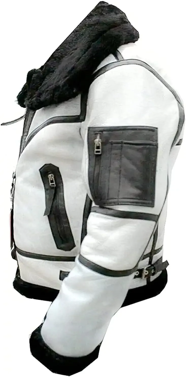 Men's B3 Bomber Flying Aviator Jacket Airforce RAF Real Sheepskin Leather Winter Jacket