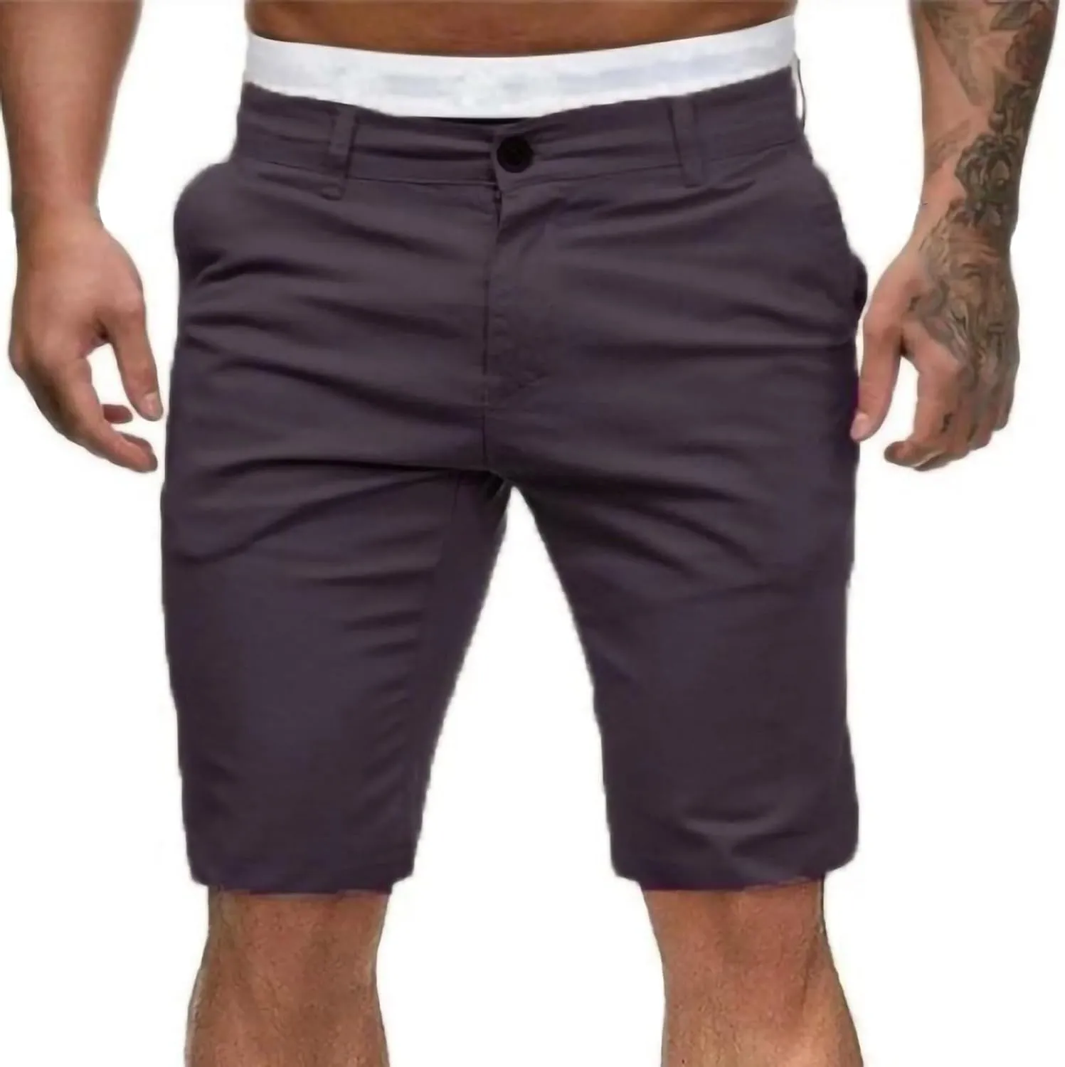 Men's Cargo Shorts Lightweight Solid Flat Front Outdoor Work Shorts Casual Sports Slim Fit Activewear with Pocket