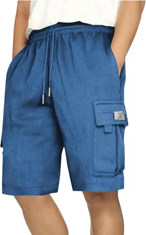 Men's Casual Cargo Shorts Slim Fit Drawstring Shorts Adjustable Elastic Waist Pants Fashion Simple Pants with Pockets