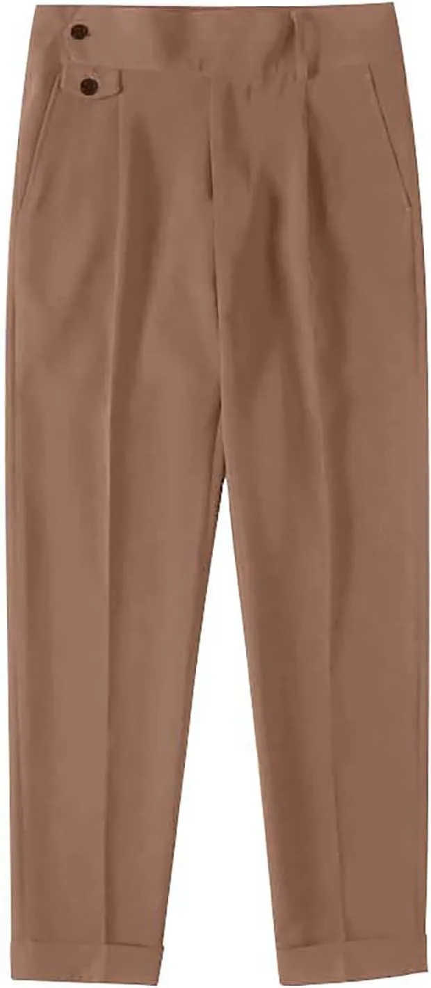 Men's Casual Chino Pants Solid Slim Fit Stretch Work Suit Pants Comfy Lightweight Slacks Dress Trousers
