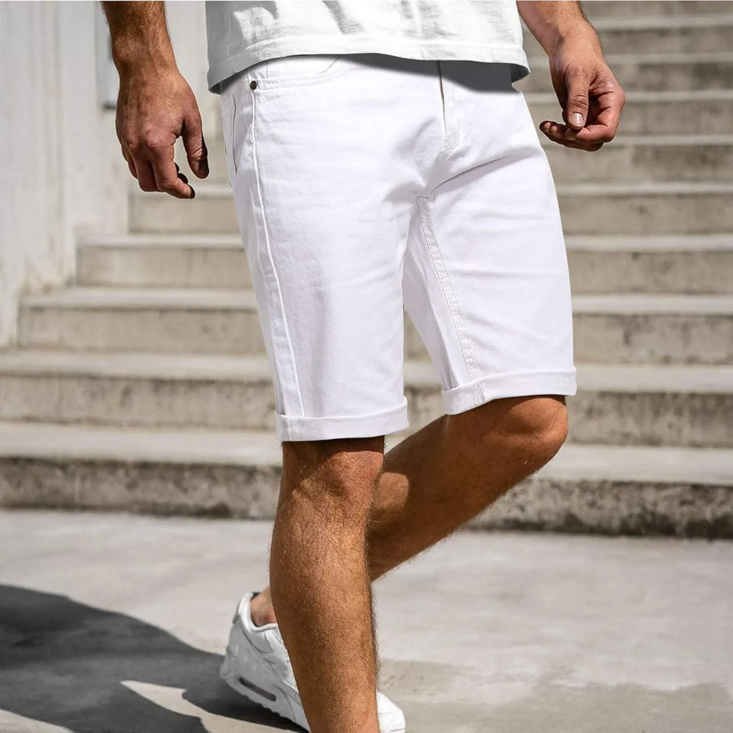 Mens Chino Shorts Big and Tall Casual Flat Front Comfy Stretch Golf Shorts Fashion Slim Fit 11" Inseam Khaki Shorts