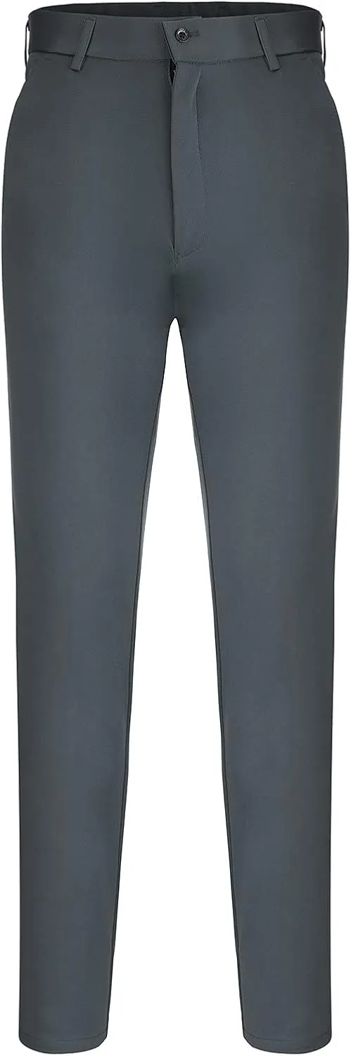 Mens Chinos Pants,Slim Fit Skinny Stretch Dress Pants Straight Leg Zipper Button Business Classic Dress Trousers