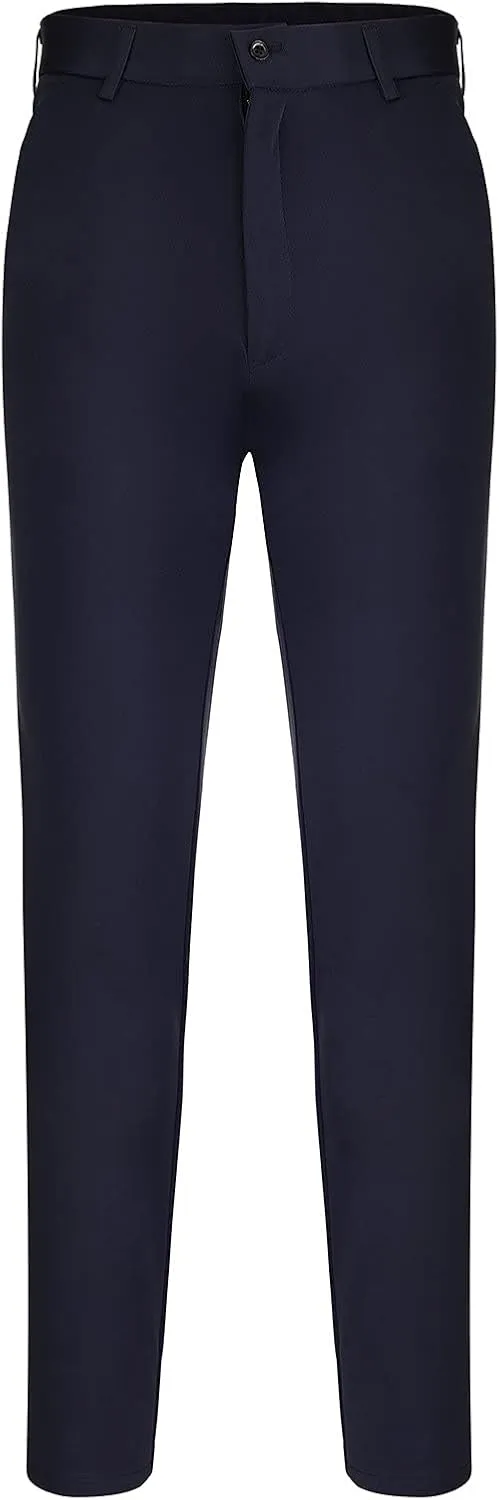 Mens Chinos Pants,Slim Fit Skinny Stretch Dress Pants Straight Leg Zipper Button Business Classic Dress Trousers