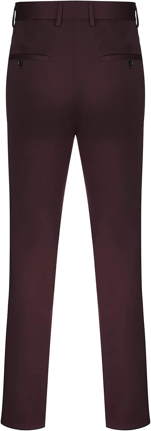 Mens Chinos Pants,Slim Fit Skinny Stretch Dress Pants Straight Leg Zipper Button Business Classic Dress Trousers