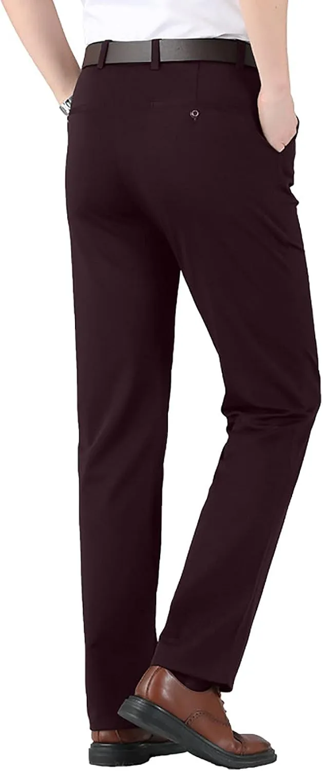 Mens Chinos Pants,Slim Fit Skinny Stretch Dress Pants Straight Leg Zipper Button Business Classic Dress Trousers