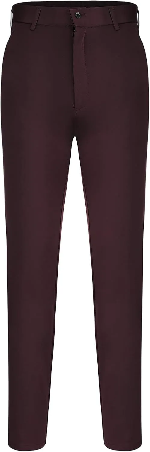 Mens Chinos Pants,Slim Fit Skinny Stretch Dress Pants Straight Leg Zipper Button Business Classic Dress Trousers