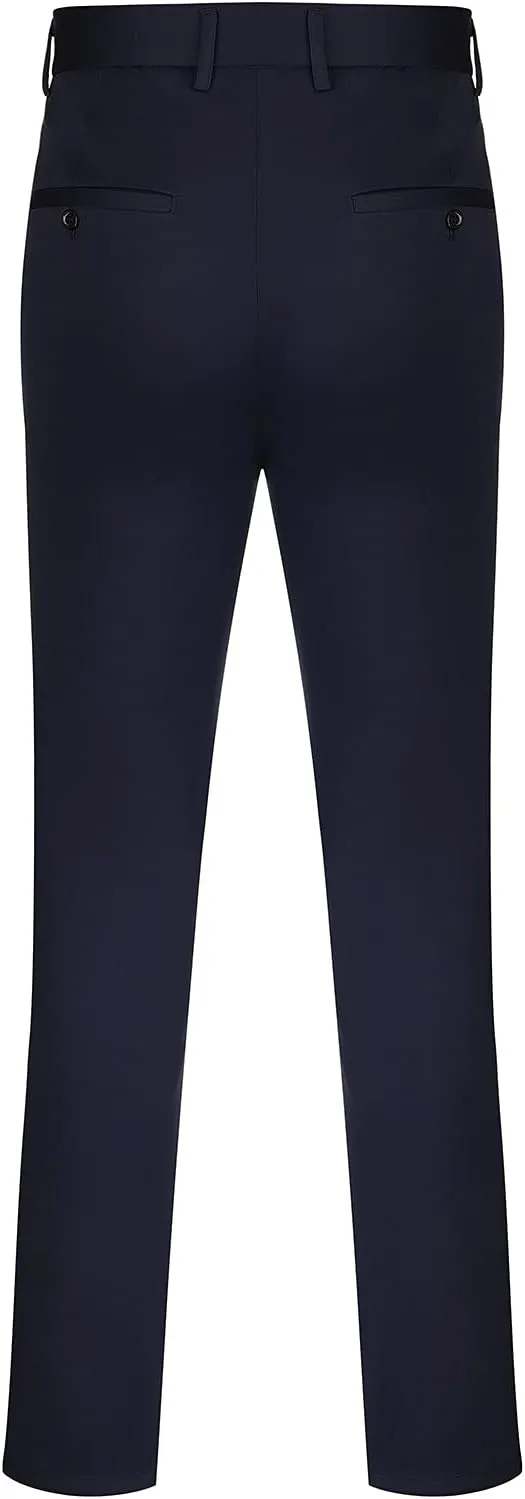 Mens Chinos Pants,Slim Fit Skinny Stretch Dress Pants Straight Leg Zipper Button Business Classic Dress Trousers