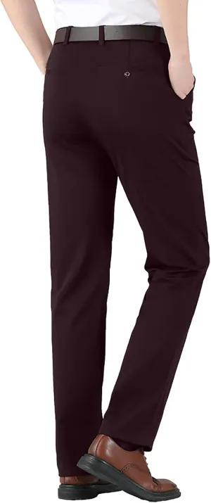 Mens Chinos Pants,Slim Fit Skinny Stretch Dress Pants Straight Leg Zipper Button Business Classic Dress Trousers