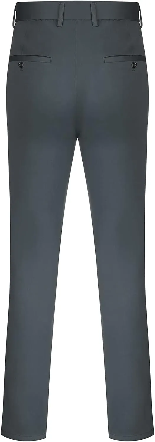 Mens Chinos Pants,Slim Fit Skinny Stretch Dress Pants Straight Leg Zipper Button Business Classic Dress Trousers