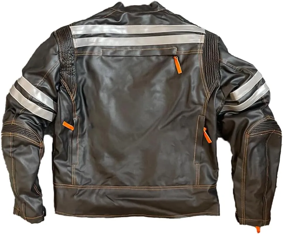 Men's Classic VTZ-910 Matte Black Cowhide Real Leather Street Motorcycle Armour Protective Jacket