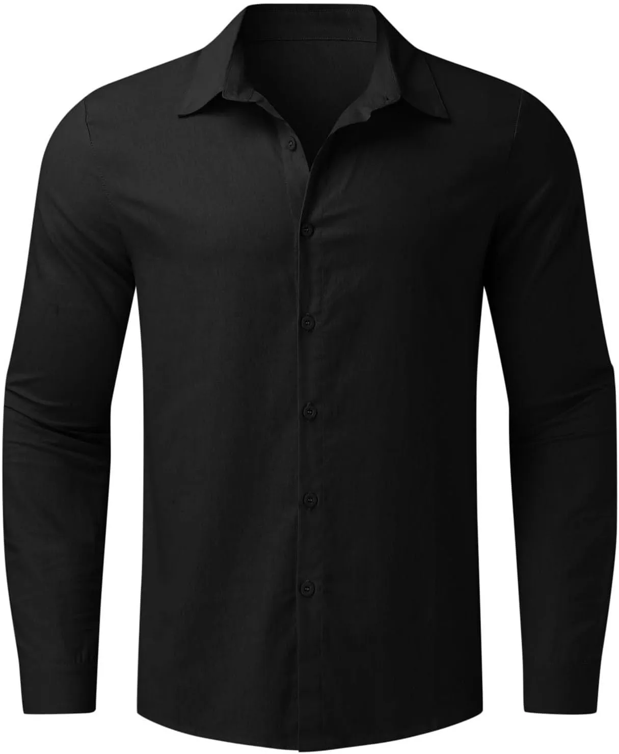 Mens Cotton Linen Long Sleeve Shirts Casual Lightweight Button Down T-shirts Summer Vacation Beach Tops Cuban Shirt