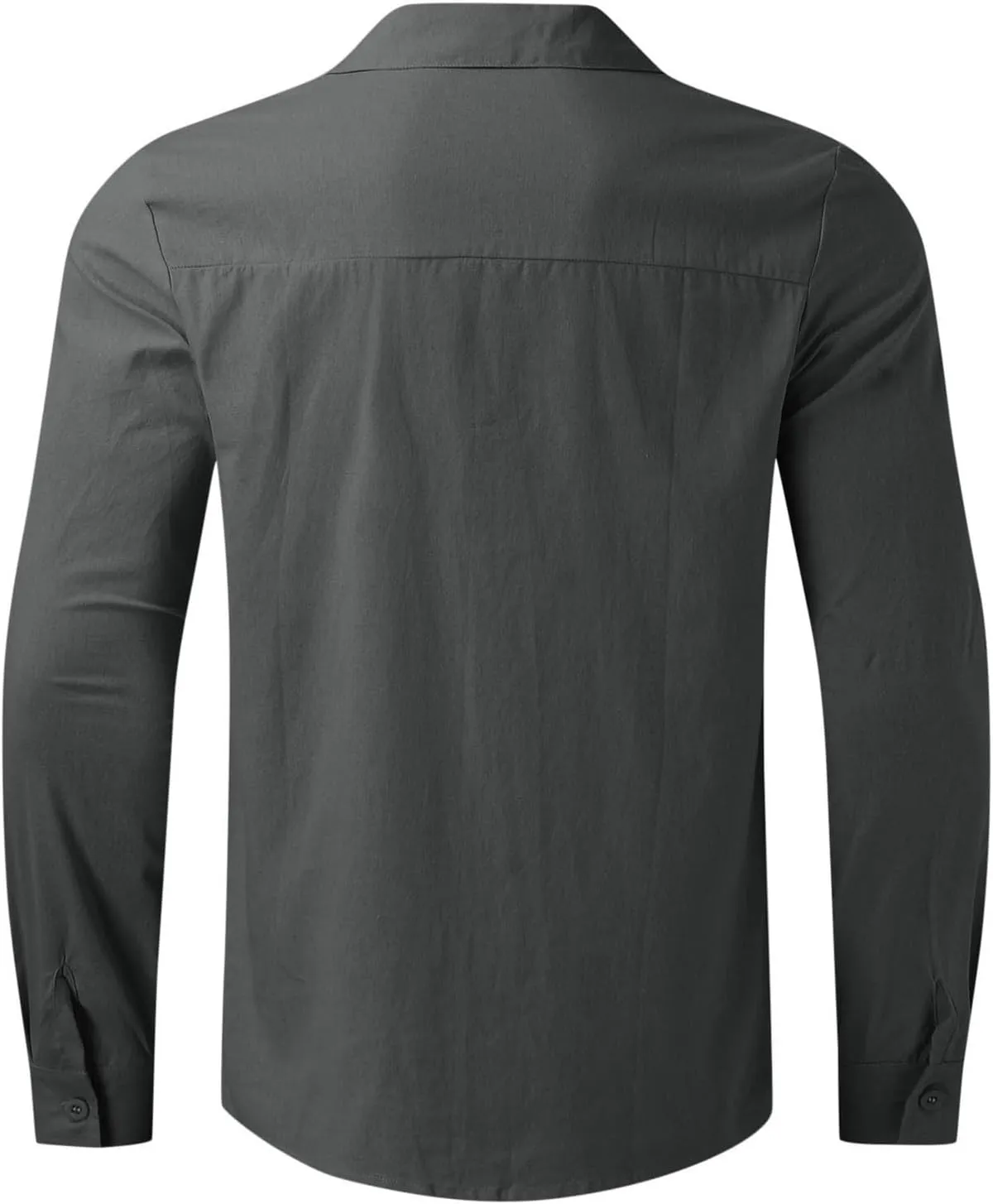 Mens Cotton Linen Long Sleeve Shirts Casual Lightweight Button Down T-shirts Summer Vacation Beach Tops Cuban Shirt