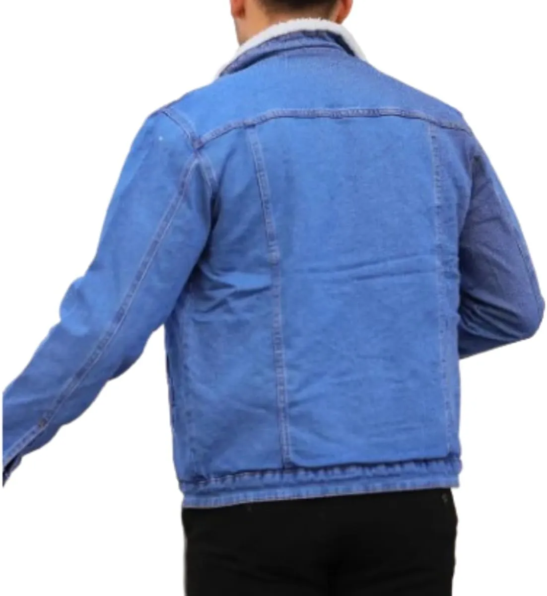Mens Denim Jacket with Sherpa Lining, Classic Jean shearling jacket, trucker denim jacket sherpa lined