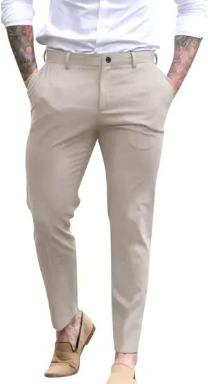 Mens Dress Pants,Fashion Slim Fit Chino Work Suit Pants Classic Expandable Waist Formal Dress Suit Trousers