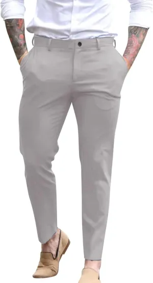 Mens Dress Pants,Fashion Slim Fit Chino Work Suit Pants Classic Expandable Waist Formal Dress Suit Trousers