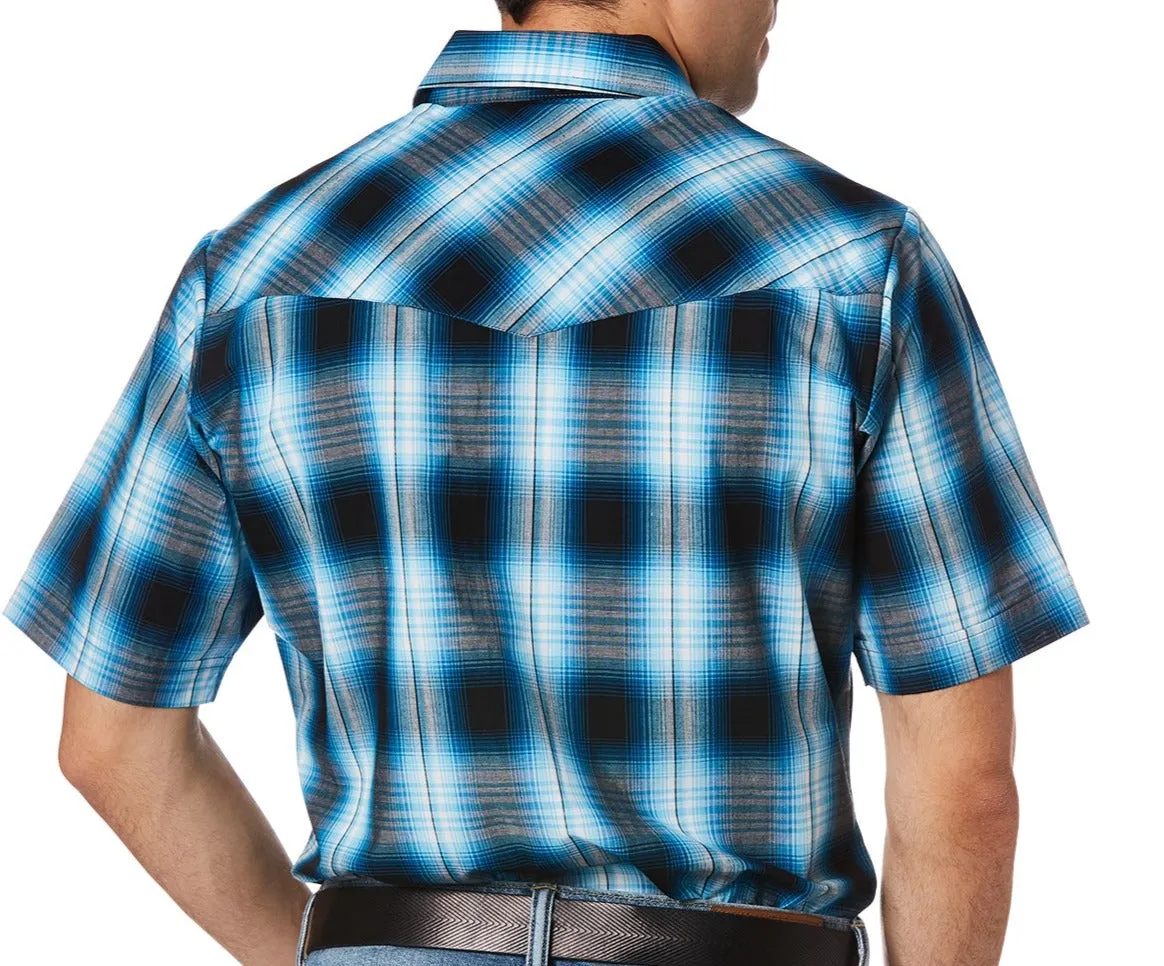 Men's Ely Cattleman Short Sleeve Plaid Western Snap Shirt