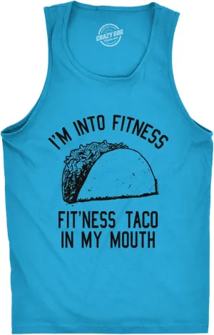 Mens Fitness Taco in My Mouth Tanktop Funny Shirt