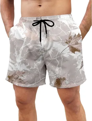 Mens Hawaiian Beach Shorts Drawstring Elastic Waist Summer Swim Trunks Fashion Lightweight Tropical Vacation Shorts