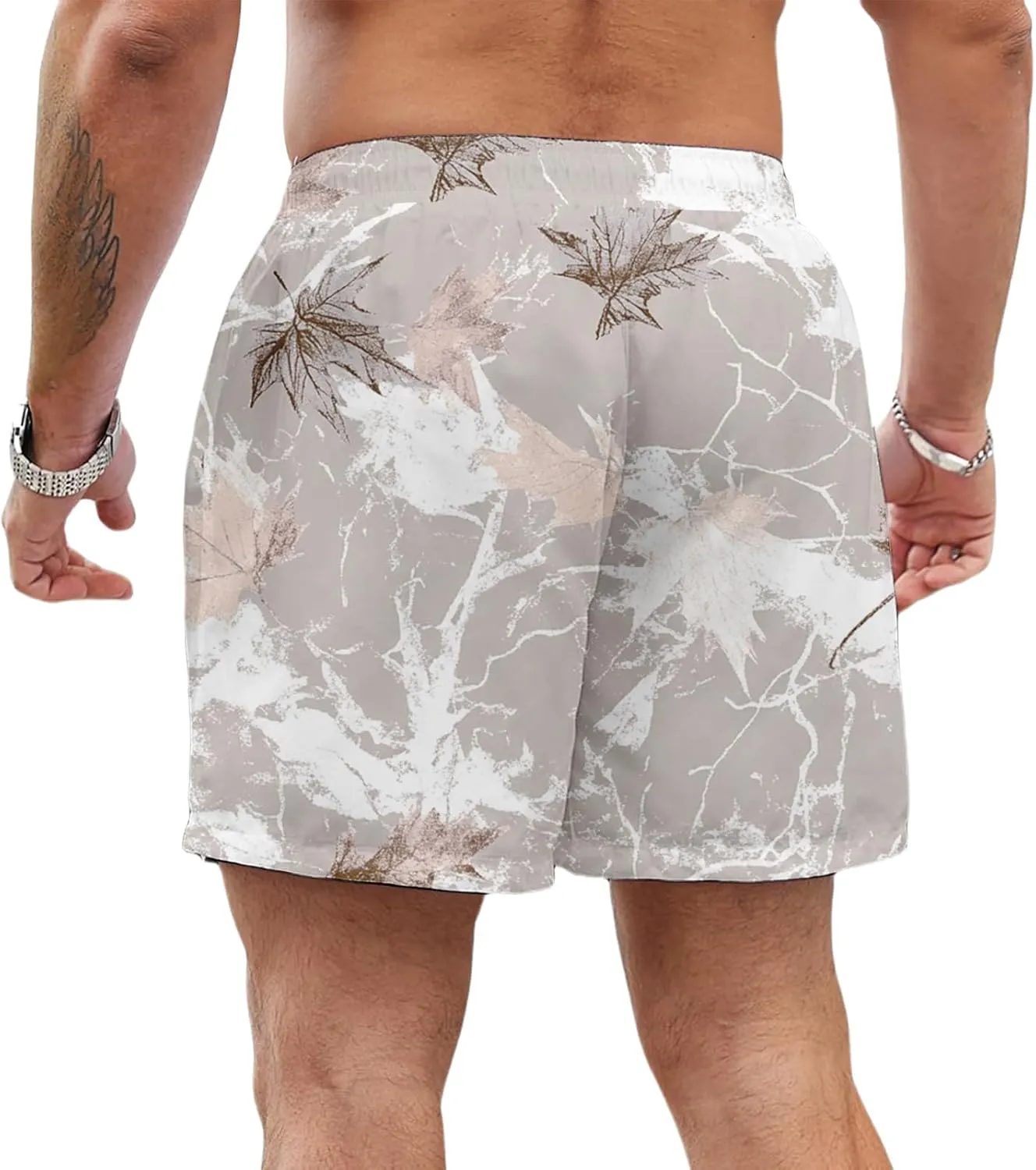 Mens Hawaiian Beach Shorts Drawstring Elastic Waist Summer Swim Trunks Fashion Lightweight Tropical Vacation Shorts
